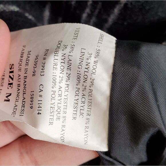 MOTHERHOOD MATERNITY jacket 3/4 sleeve black wool blend plaid M - Picture 5 of 7